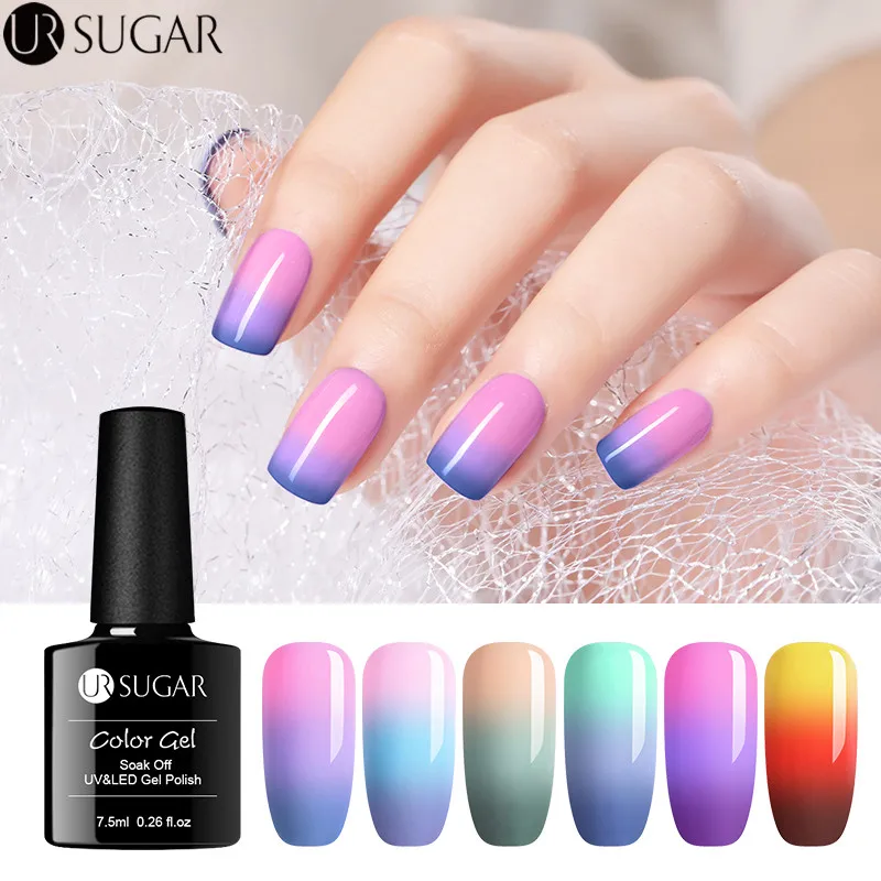 

UR SUGAR 7.5ml Thermal Nail Gel Polish 3 Colors Temperature Color Changing Soak Off UV Gel Lacquer Nail Art Varnish Manicure LED