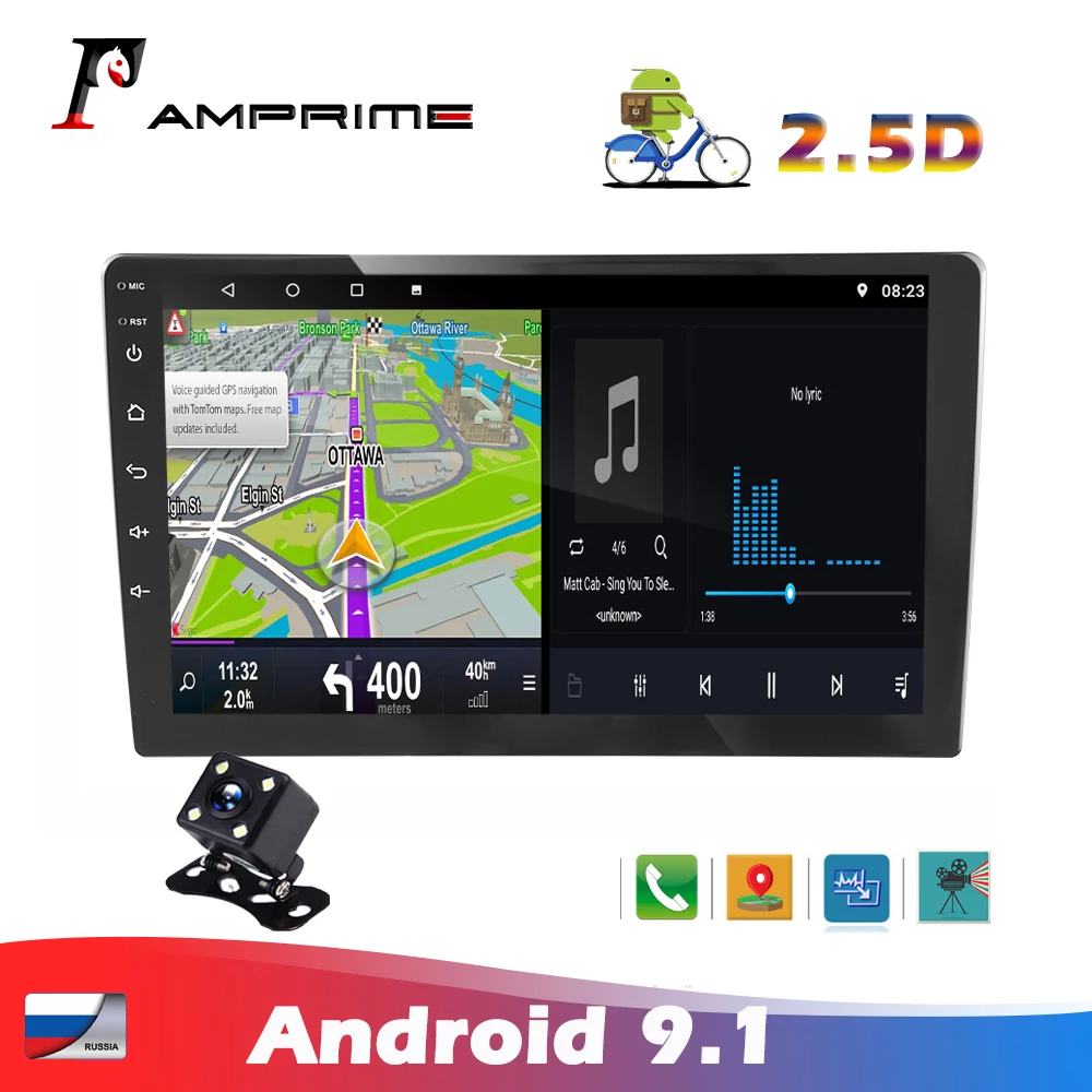Автомагнитола AMPrime мультимедийный видеоплеер с GPS навигацией 9 дюймов Android 1 2DIN для