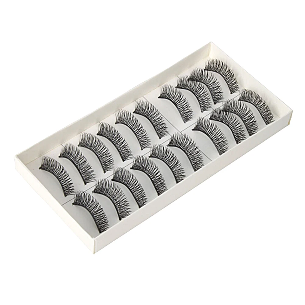 

10 pairs of black cross-length thick and soft reusable false eyelashes false eyelash cosmetics, natural thick and long inside B2