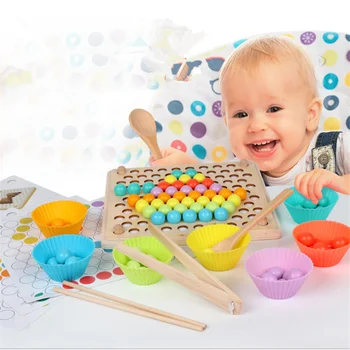 

1Set Beads Game Wooden Clip Ball Puzzle Montessori Early Education Children Toy Parent-child Interactive Toys For Children Gifts
