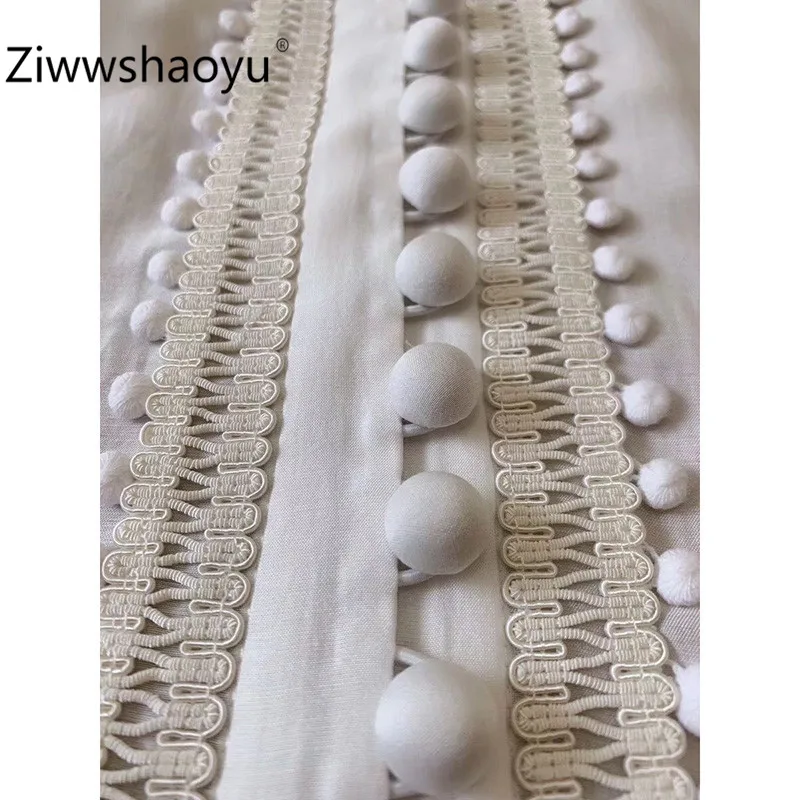 Ziwwshaoyu, новинка, весна-лето, хлопковый фонарь, рукав, однобортный, с вышивкой, высокое качество, белая блузка, рубашка для женщин