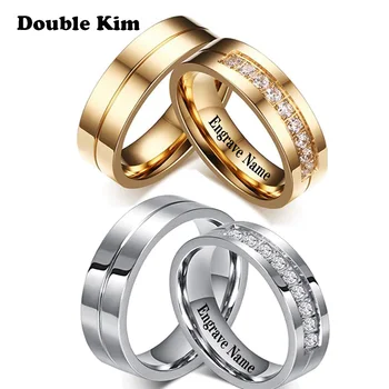 

Classic Lovers Engrave Name Wedding Rings for Women Men Couple Promise Ring Titanium Stainless Steel Engagement Jewelry