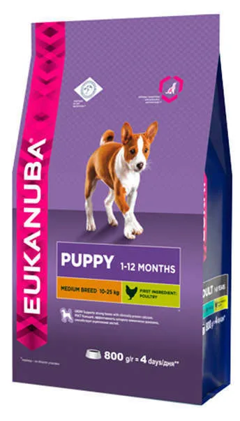 Корм для щенков Eukanuba, средних пород, 800г