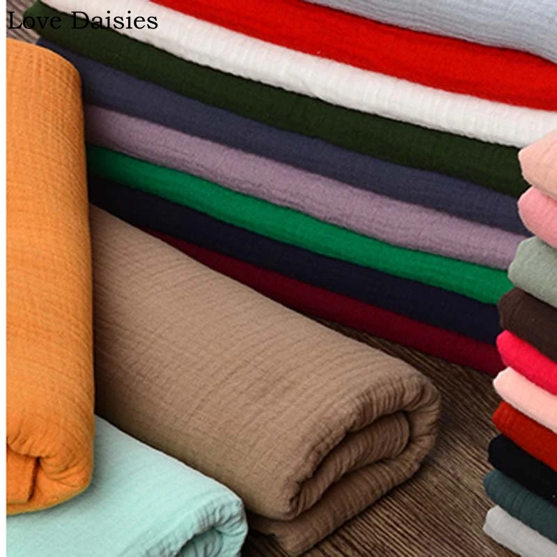 

Artistic Retro Double Layer Crepe 100% Cotton PINK WHITE YELLOW 24 COLOR Soft for Kids Baby Dress Clothes Blouse Scarfs Fabrics