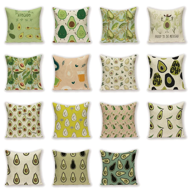 

Cartoon Fruit Pillow Cover Morocco Avocado Decorative Cushion Case Plant Home Decor Linen Sofa Bed Cushions Cases Kissen Covers
