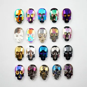 

10 Pcs Skull Rhinestone 3D Charms Glass Crystal Di Nail Decorations Crystal AB Flat Back Charm Design Nail Accessories DIY Nail