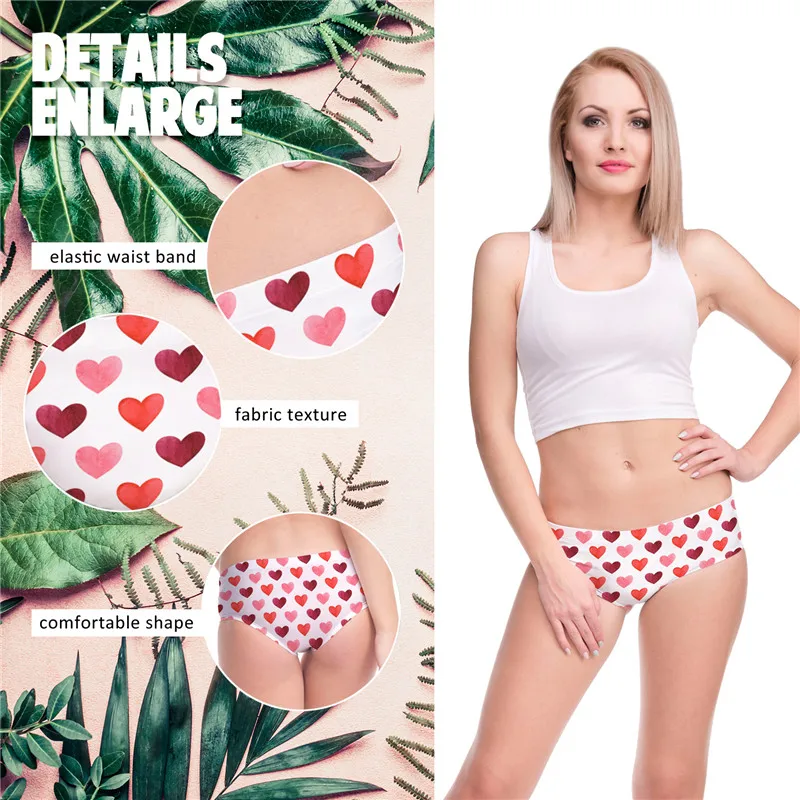 DeanFire Super Soft 3D Panties Underwear Women HEATRS Funny Print Kawaii  Push Up Sexy Briefs Lingerie Thong for Female