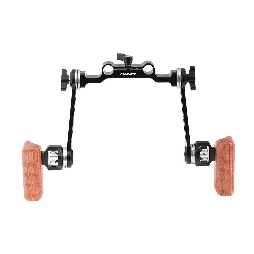 HDRIG Adjustable ARRI Rosette Extension Arm Wood Handgrip Pair with 15mm Railblock Rod Clamp for DLSR Camera Shoulder Rig
HDRIG Adjustable ARRI Rosette Extension Arm Wood Handgrip Pair with 15mm Railblock Rod Clamp for DLSR Camera Shoulder Rig