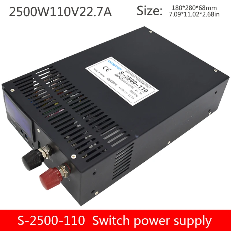 S-2500-110V20A высокой мощности питания Выходное напряжение 0-110VDC Регулируемый с цифровым дисплеем устройства питания