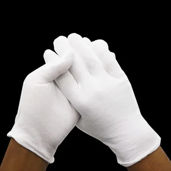 

1Pair White Gloves Soft Cotton Gloves Coin Jewelry Silver Inspection Gloves Stretchable Lining Glove