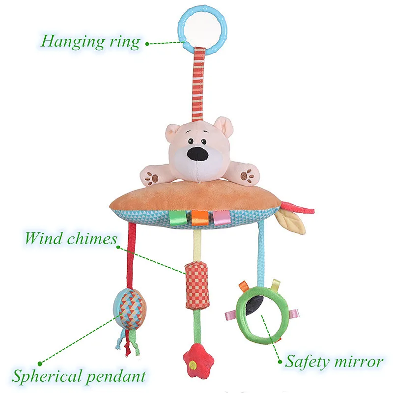 Детские игрушки 0-12 месяцев детская кроватка Мобильная кровать колокольчик погремушки обучающая игрушка для новорожденных подвесное сиденье в автомобиль детская кроватка спиральная коляска игрушка - Цвет: Bear bed hanging