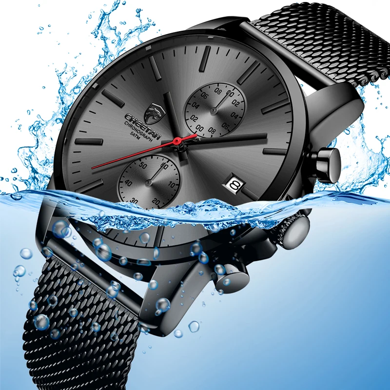 Top Luxury Brand Men Business Watches Chronograph Waterproof Quartz Analog Wristwatch Full Steel-6