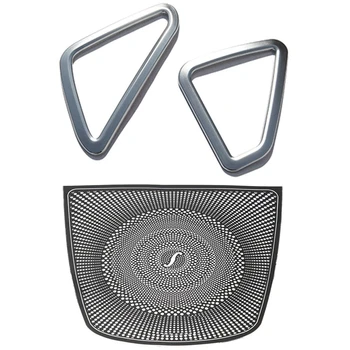 

2 Pcs Car Accessories: 1 Pcs Chrome Air Vent Outlet Cover Frame Sticker & 1 Pcs Car Dashboard Speaker Horn Frame Cover