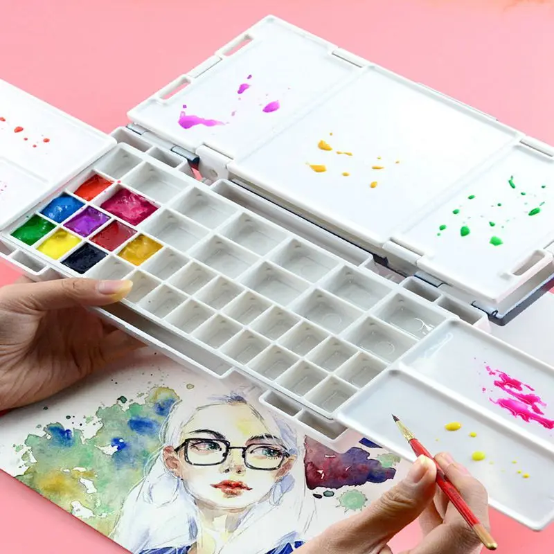 Paint Tray Color Palette Watercolor Palette Professional Moisturizing Sealed Paint Palette Portable Empty Paint Box For Watercolor Gouache Acrylic Oil Painting Art Supplies