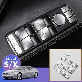 

Decal Window panel trim Decor Auto Silver For Tesla Model SX Lift Button