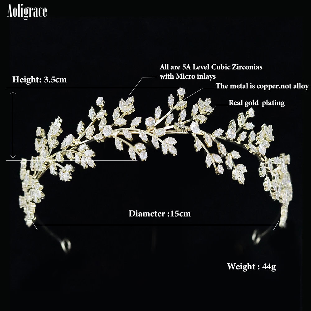 2022 New Cubic Zirconia Tiaras and Crowns for Women Shiny Zirconia Hairband Gold CZ Hair Accessories Wedding Bridal Headband