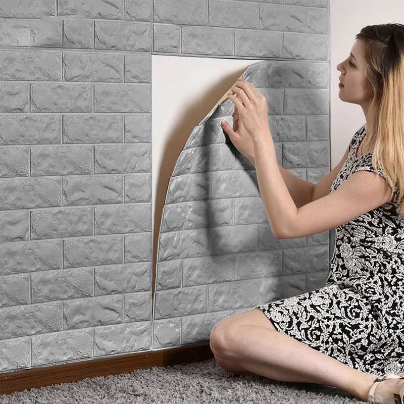70x77 см ПЭ Пена 3D Наклейка на стену s Safty домашний декор Обои DIY Декор Стен Кирпич