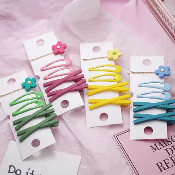 

5PCS/LOT Cute Girls Hair Pins and Clips Set Baby Kids Flower Barrette Hairgrips Candy Colors Child Headwear Hair Accessories