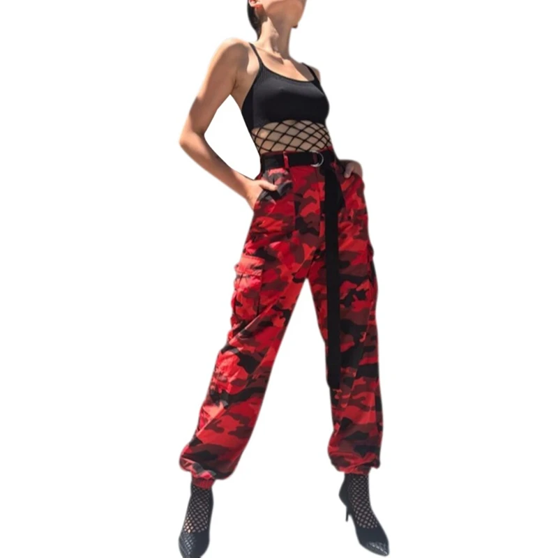 Женские камуфляжные брюки с высокой талией, модные Pantalon, женские брюки, спортивные штаны, уличная одежда, камуфляжные штаны