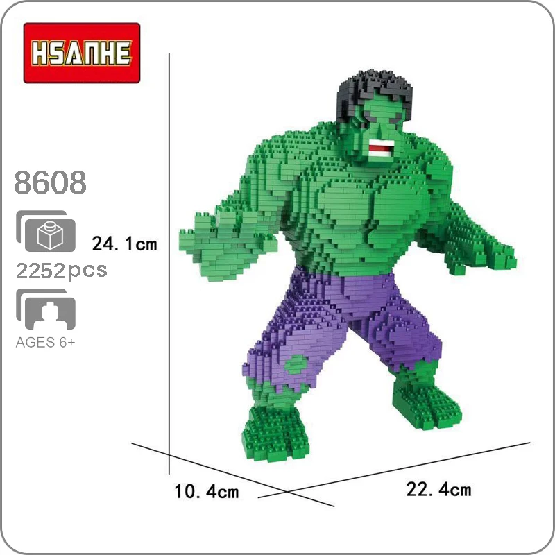 

HSANHE Marvel Super Hero Avengers Green Hulk DIY 3D Model Diamond Small Blocks Bricks Mini Building Toy for Children no Box