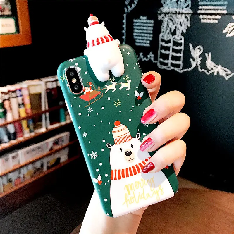 Для iPhone 11 11 Pro Max мультяшный Рождественский 3D олень Снеговик Мягкий ТПУ чехол для iPhone X XS XR 7 8 Plus веселая Рождественская задняя крышка