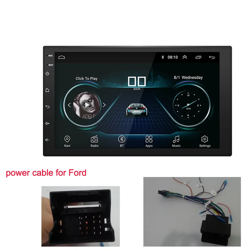 Android 8,1 Универсальный " автомобильный Радио Стерео gps навигация Bluetooth wifi 2din автомобильный Радио Стерео четырехъядерный мультимедийный плеер аудио - Цвет: Ford cable