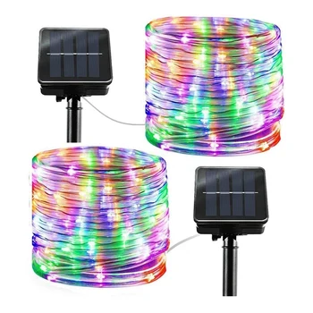 

Solar String Lights Outdoor Rope Lights, 8 Modes 100 LED Solar Powered Waterproof Tube Light Copper Wire Fairy Lights for Garden