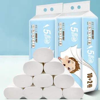 

12 Rolls Of Toilet Paper Household Wood Roll Paper Toilet Paper Coreless Web Fast Shopping Papers Kitchen Bathroom Paper ##2