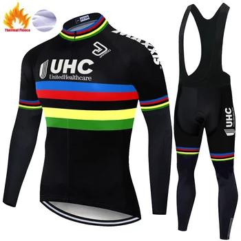 

2020 Winter TEAM UHC cycling jersey Bicycle Cycling Pants Set Men's ropa bicicleta hombre 20D gel Thermal Fleece ropa ciclismo