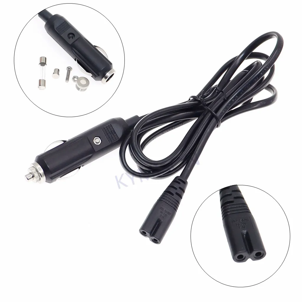 Universal 2 Pin Power Adapter Lead Cable For Car Cooler Box Mini Fridge  DC12V 24V Car Cigarette Lighter Cord With 10A Fuse - AliExpress