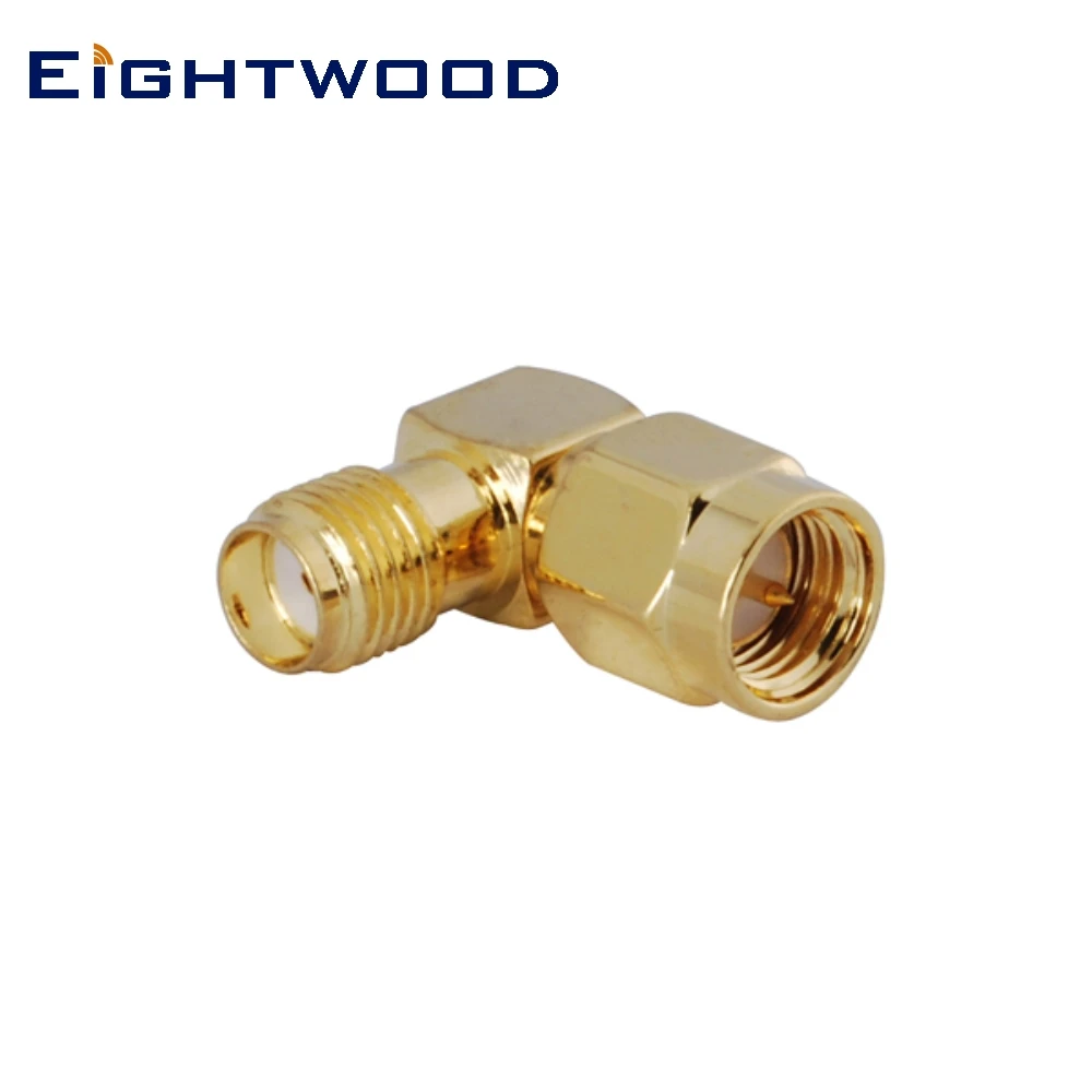 Eightwood 2 шт. SMA к SMA RF коаксиальный адаптер SMA штекер SMA гнездо разъем прямой угол 90 градусов позолоченный