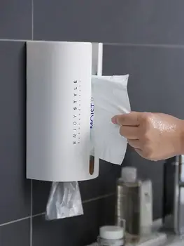 

Adhesive Tissue Box Cover Holder Wall Mounted Dispenser Home ABS Plastic Kitchen Fresh Bag Trash Bag Bathroom Napkin Box Holder