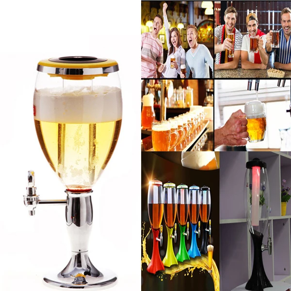 1,5 L Műanyag Asztali Boros Sör Torony Itallé Adagoló Led Színes, Fényes Lámpákkal Arany És Ezüst A35 - Image 4