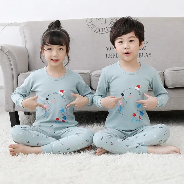 Kids Boys Girls Clothes Baby Pajamas Autumn Long Sleeve Set Cartoon Rabbit Unicorn Children's Sleepwear Winter Pyjamas Kids
