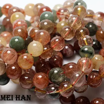 

Meihan natural Brazil 11-11.5mm colorful Rutilated Quartz (1bracelet/set) smooth round beads stone for jewelry making