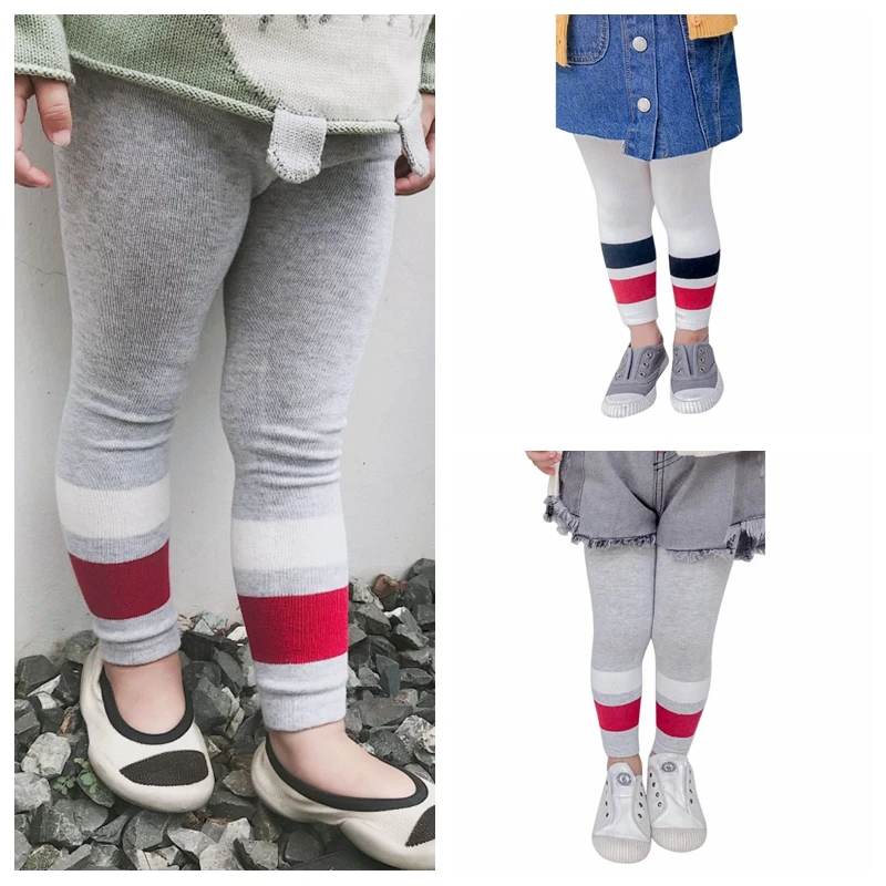 

Girls Leggings Cotton Sport Style Baby Skinny Pants Children Cotton Striped Leggings Toddler Kids Nine Pants