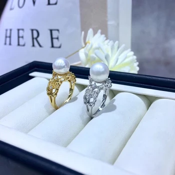 

925 Sterling Silver Adjustable Pearl Ring Settings Findings Mountings Parts for Oyster Pearls Corals Jade Beads Stones