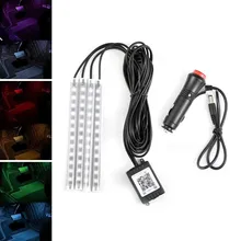 Bande lumineuse décorative à LED RGB, avec télécommande, musique, plusieurs Modes, 5050smd, blanc, rouge, bleu, vert, Orange, lumières de voiture 
