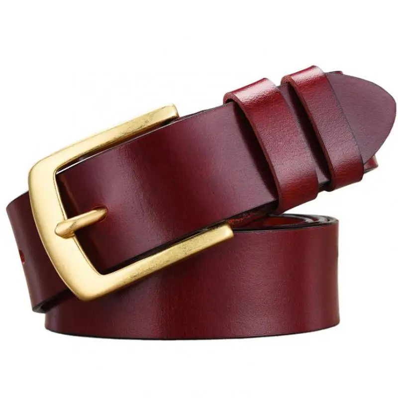 

New men's first layer leather belt high-quality brass pin buckle belt men's versatile casual wide leather pants belt