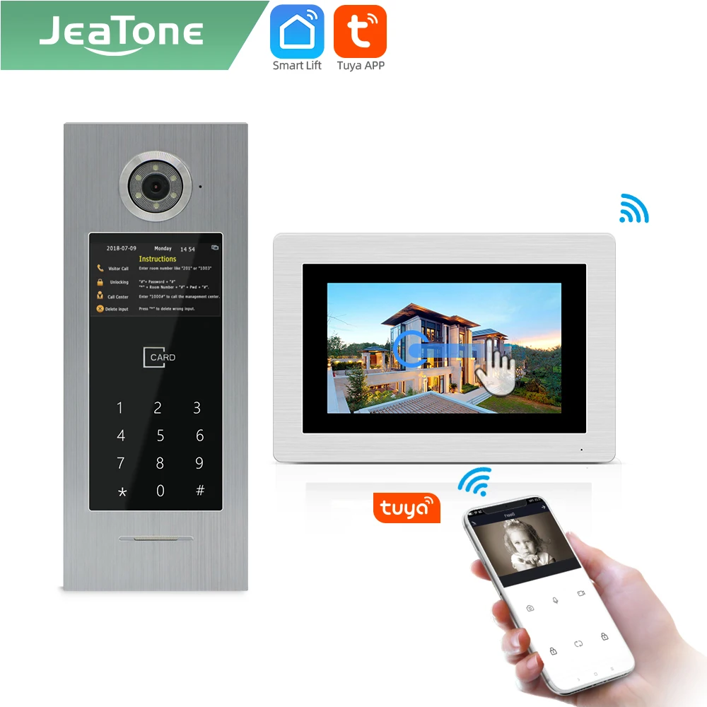 Видеодомофон Jeatone Tuya smart 7-дюймовый IP-монитор Wi-Fi дверной звонок для большого