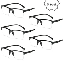 Партиями оптом, 5 упаковок, полуоправа, очки для чтения, для мужчин и женщин, ультралегкие очки для пресбиопии, черные квадратные очки Far Gafas+ 25