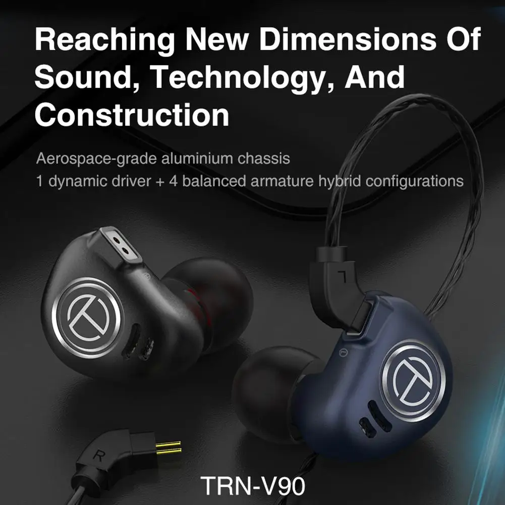 TRN V90 4BA+ 1DD H ybrid металлические наушники в ухо IEM HIFI DJ монитор для бега спортивные наушники ушные наушники гарнитура наушники Im2/v80/X6
