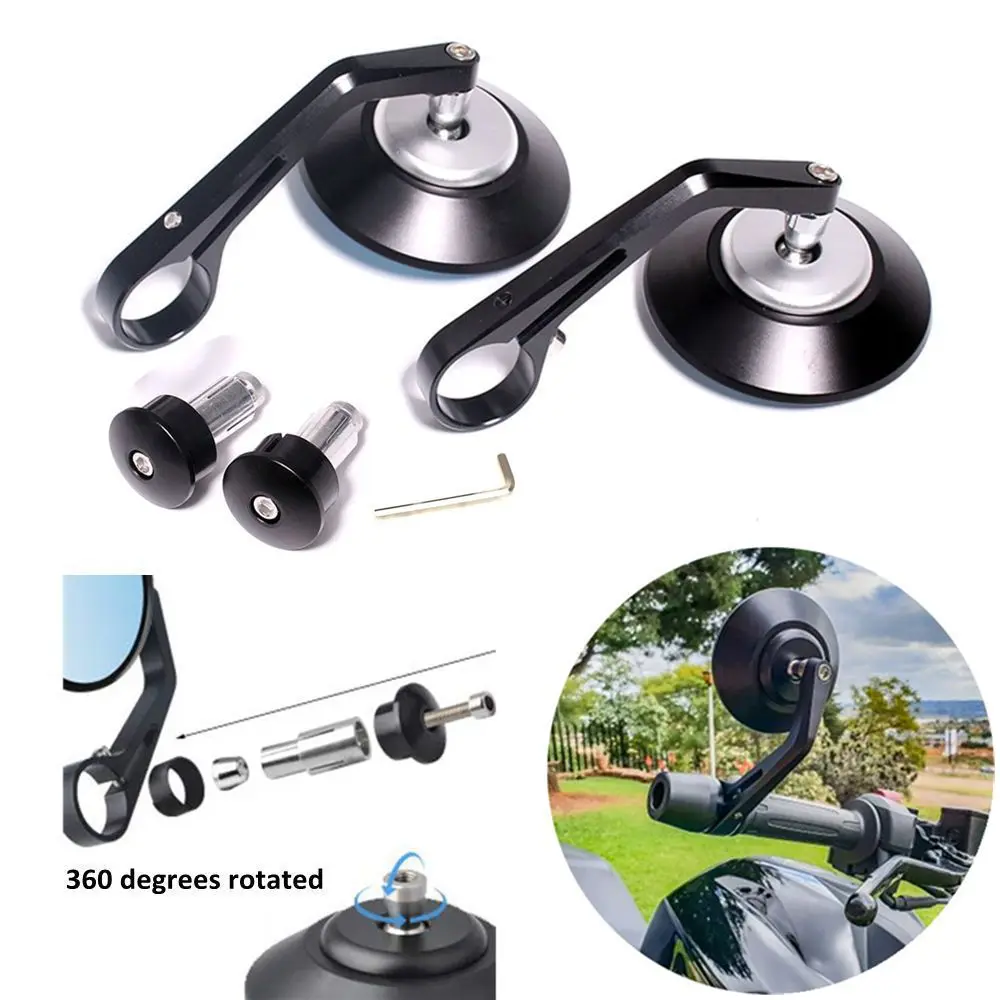7/8" Silver Motorcycle rear view mirror Round CNC Cafe racer parts motorcycle side bar end motorbike For Yamaha | Автомобили и