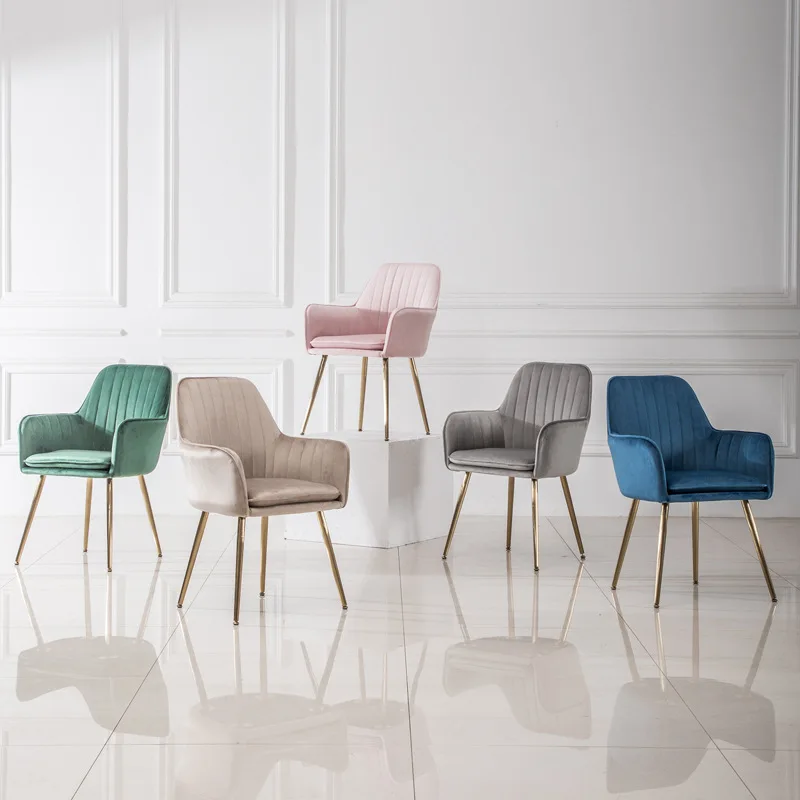 

Nordic Plus Velvet Dining Chair Pink Chair Modern Minimalist Backrest Home Creative Leisure Stool Restaurant Office Parlor Chair