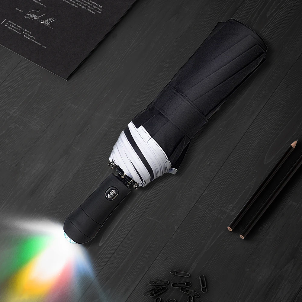 LED umbrella with light brand for men fully automatic man folding illumination compact foldable woman | Дом и сад