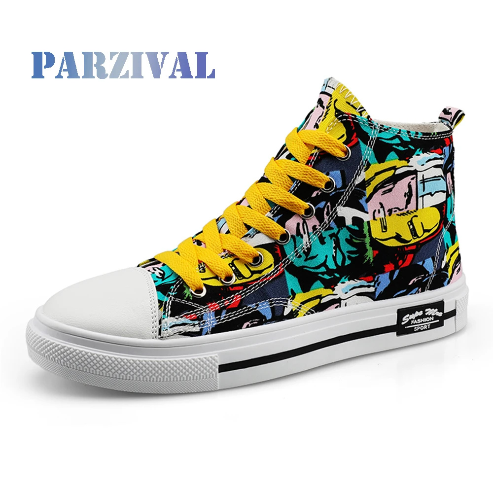PARZIVAL-Zapatillas de lona con cordones para hombre y mujer, zapatos planos con estampado de Graffiti clásico, informales, de otoño