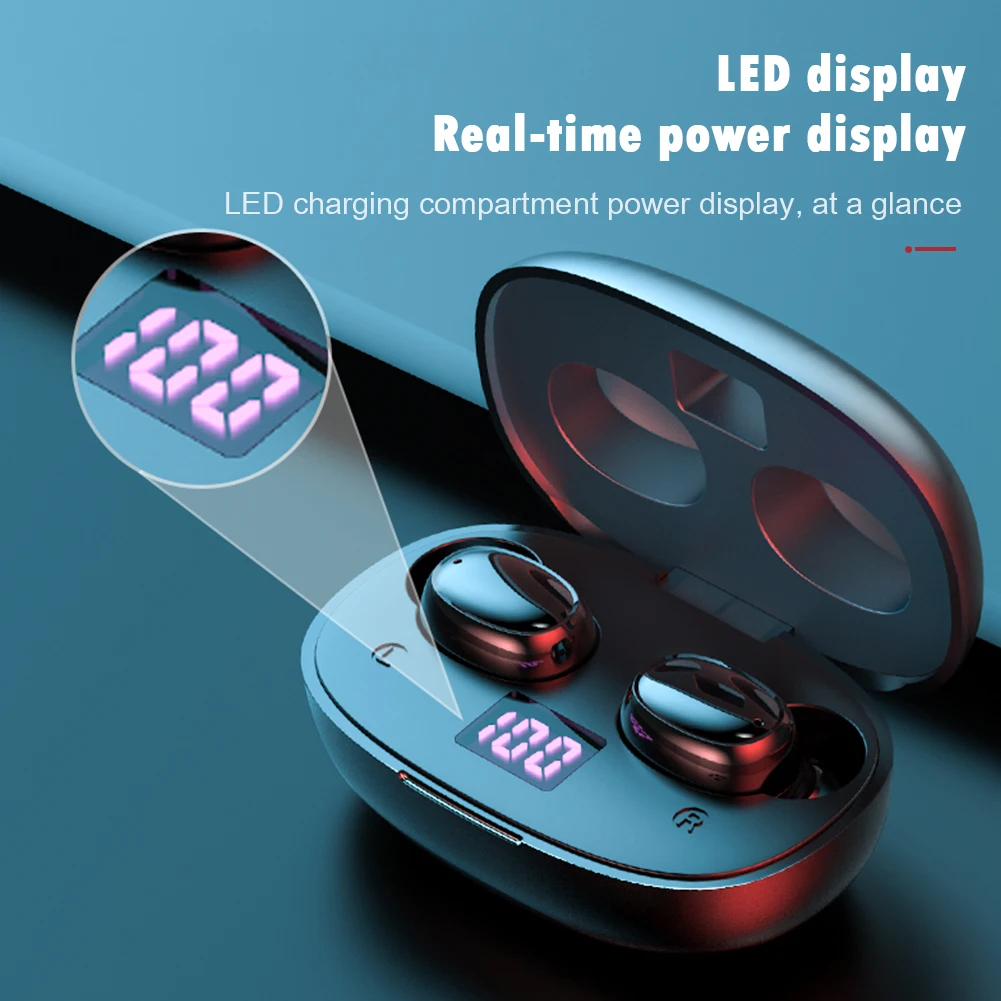 Mini Headphone Sport Headset with Charging Box TWS Earbuds Bluetooth In ear Headphones with Digital Display Charging Case