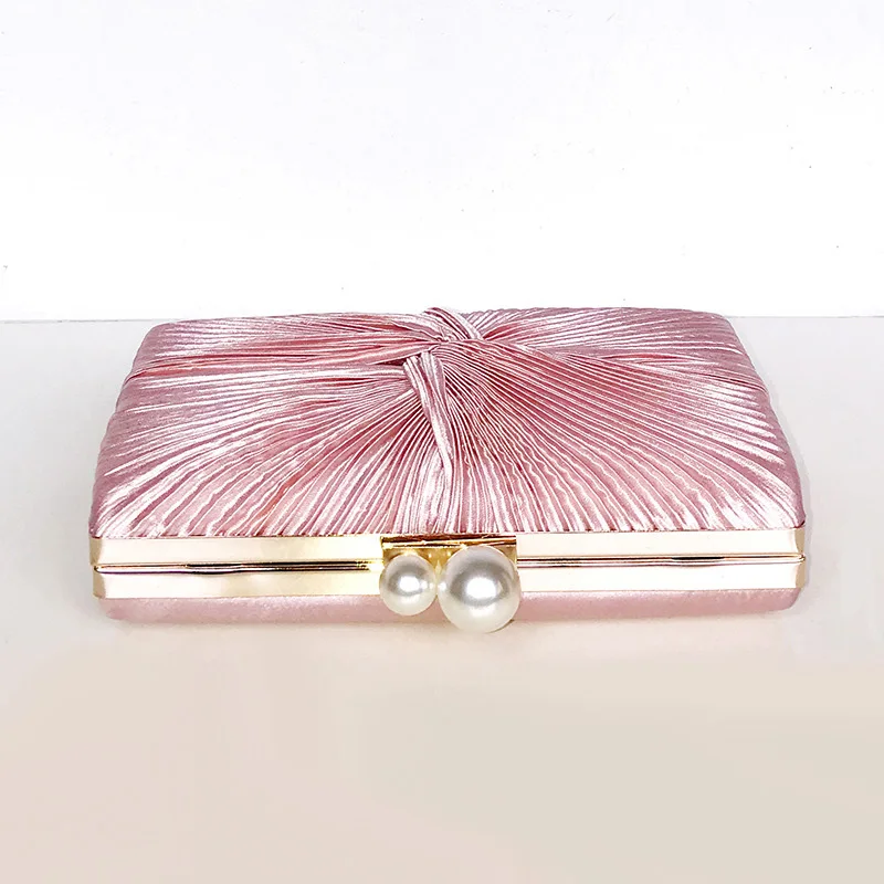 Women Pink Clutch Purse Fashion Fold Evening Bag Elegant Lady Chain Shoulder Bag For Party Banquet ZD1389