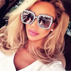 GSBJXZ 2019 новые роскошные брендовые дизайнерские женские негабаритные квадратные солнцезащитные очки Женская Алмазная рамка зеркальные