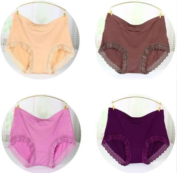 7 193 roupas femininas модальные трусики с высокой талией женское сексуальное кружевное нижнее белье женские трусы размера плюс 4 шт./лот - Цвет: 7